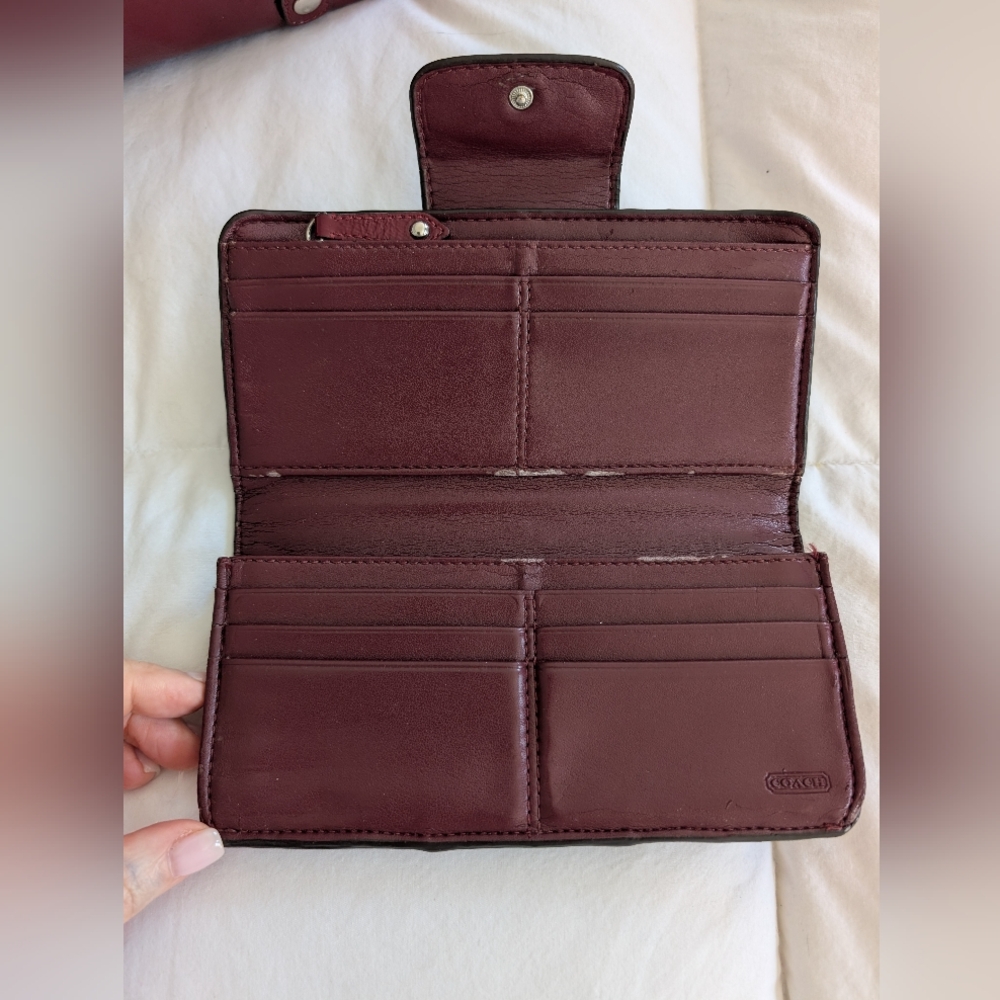 Coach Ashley Dark Red Patent Leather Satchel and Wallet with Dust Bag (F15455) - Picture 12 of 16